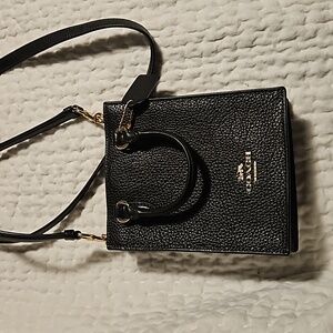 Coach black mini phone tote bag